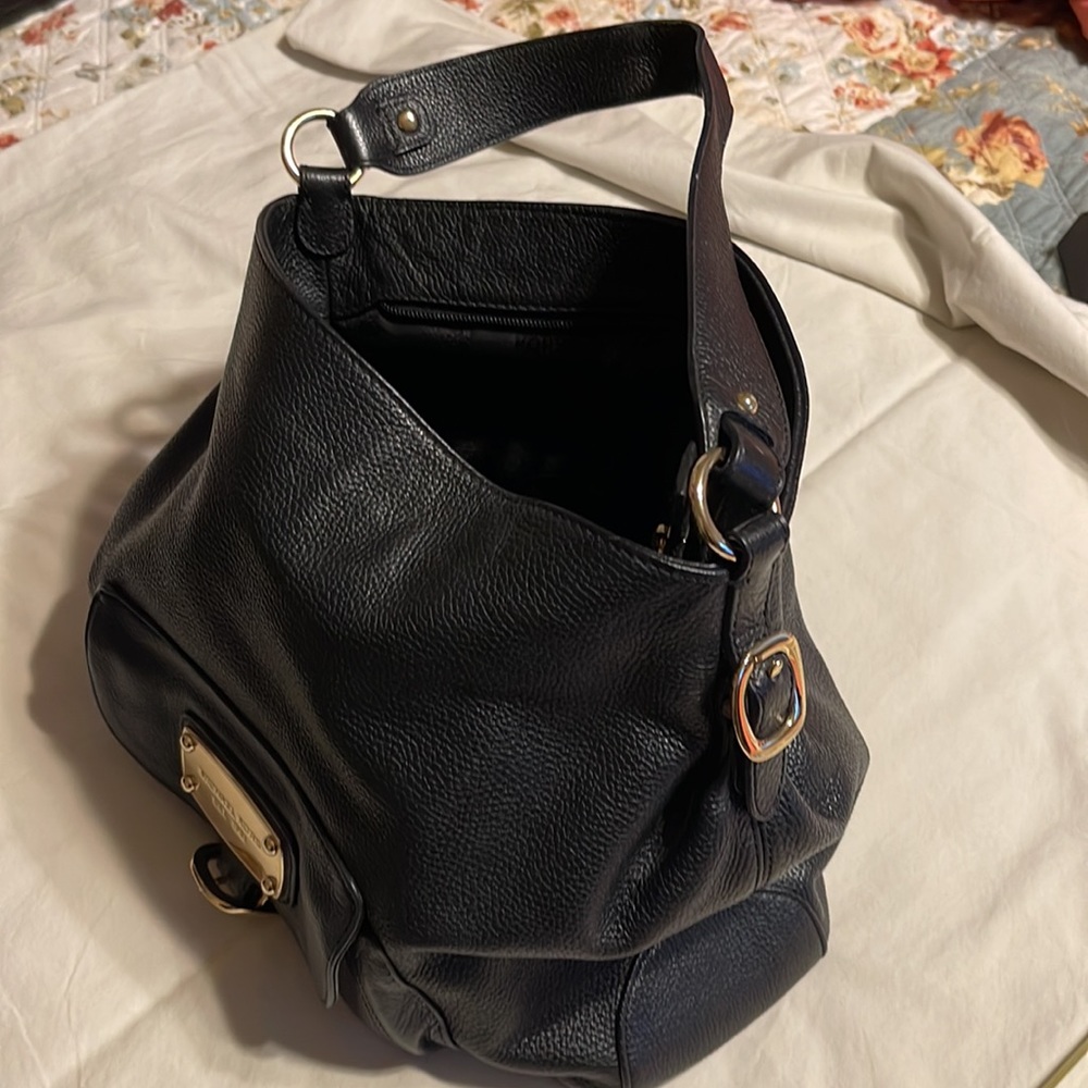 MICHAEL KORS Hudson Black & Gold Pebble Leather Hobo Shoulder Bag - Picture 6 of 7